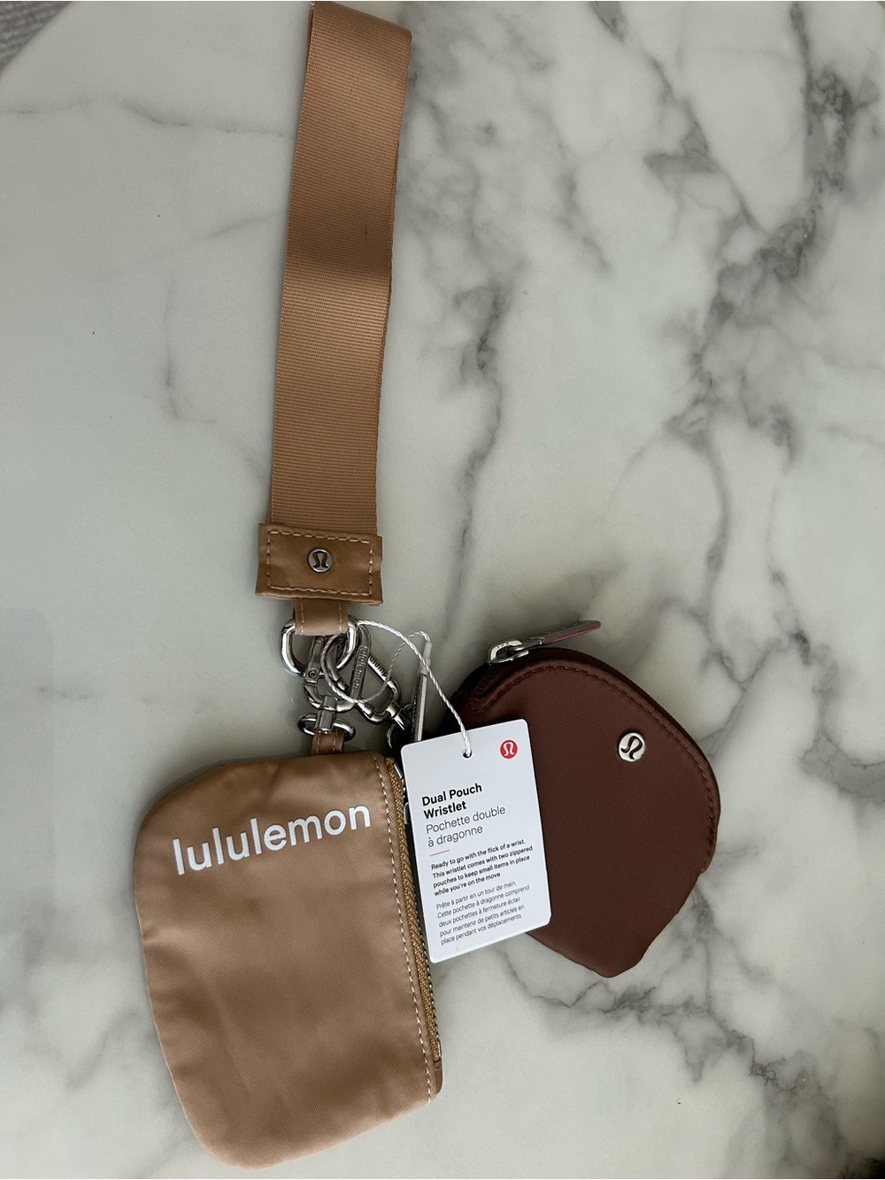 lululemon athletica Dual Pouch Wristlet in tan and brown